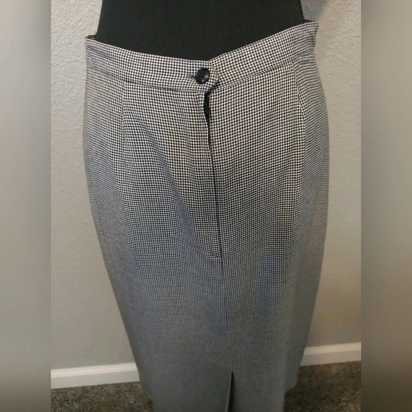 Vintage Houndstooth skirt suit Button Accent Lined 12 90s Y2K Academia Retro - Picture 7 of 9